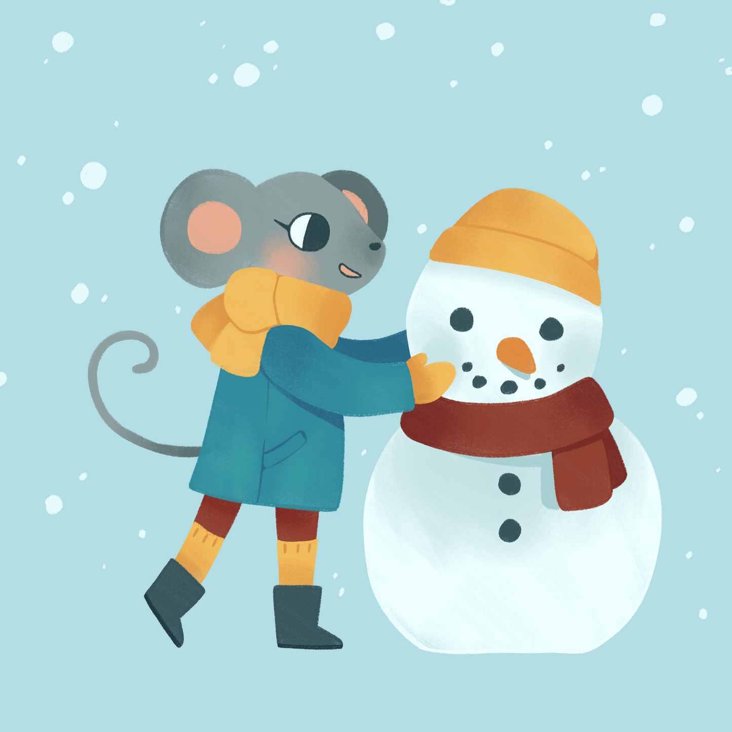 Winter Mouse Square Print